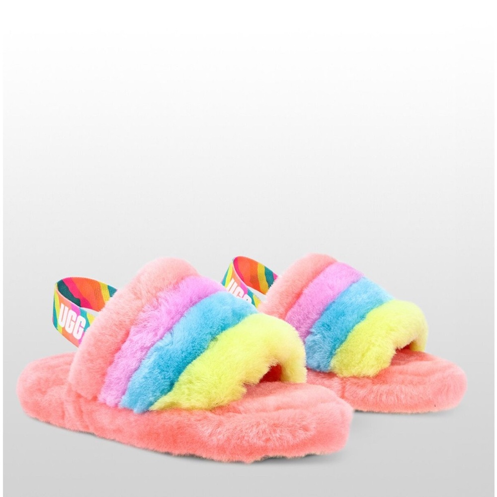 UGG Fluff Yeah Peach Slingback Sandal Slippers in Multi color